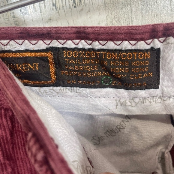 Yves Saint Laurent Sportswear Vintage Corduroy Pants Mens 29 Burgundy Maroon - Picture 9 of 11